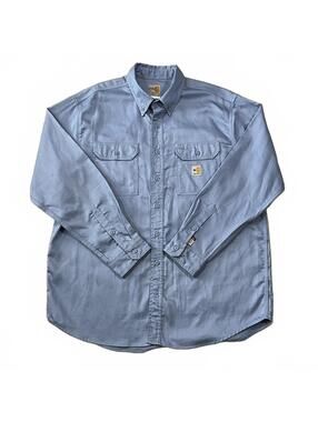 Carhartt Men's Flame Resistant Lightweight Twill Shirt Blue Size XL